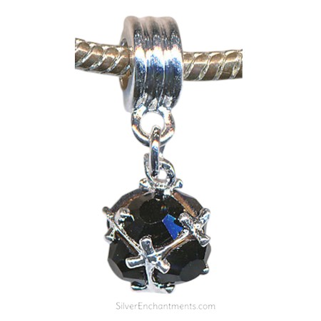 Black Crystal Large Hole Pendant 
