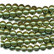 4mm Round Golden Olive Mint Glass Pearls 