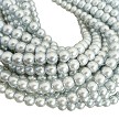 8mm Round Silver Glass Pearls 