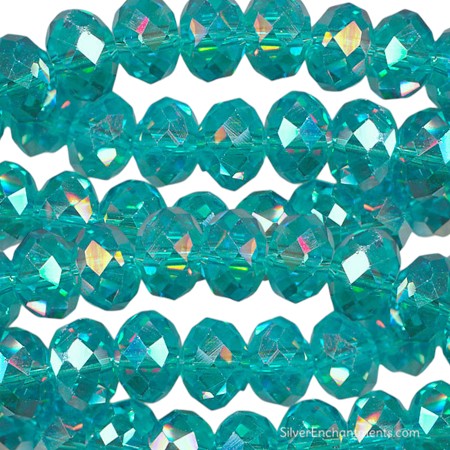 10mm Blue Topaz AB Crystal Rondelle Beads 
