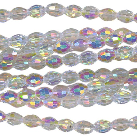 6x4mm Crystal AB Faceted Rice Crystal Beads 