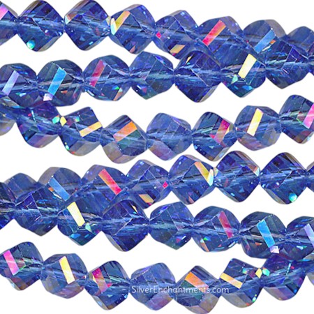 6mm Sapphire AB Helix Crystal Beads 