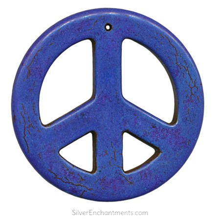 55mm Large Blue Gemstone Peace Sign Pendants 