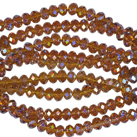 4mm Topaz AB Crystal Rondelle Beads 