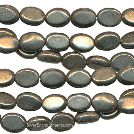 8x6mm Oval Pyrite Beads 