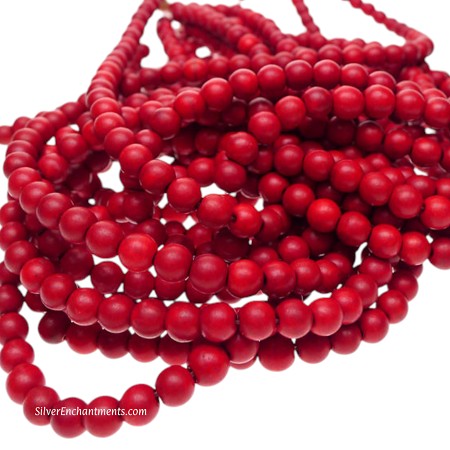 6mm Red Magnesite Round Beads 