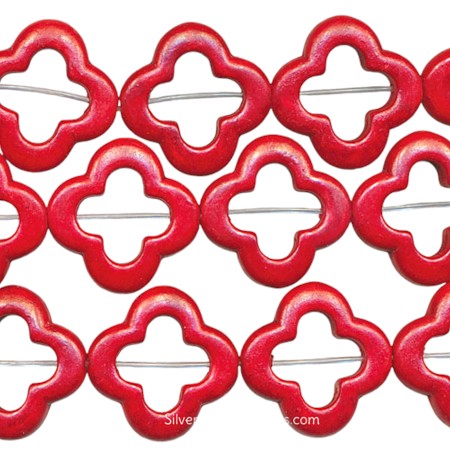 20mm Red Magnesite Flower Beads 