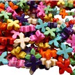 Multicolored Stone Pinwheel Cross Beads 