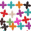 20mm Multicolor Gemstone Pinwheel Cross Beads 