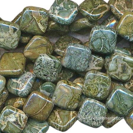 14mm Diamond Alligator Skin Jasper Beads 