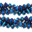 8mm Metallic Blue Crystal Rondelle Beads 