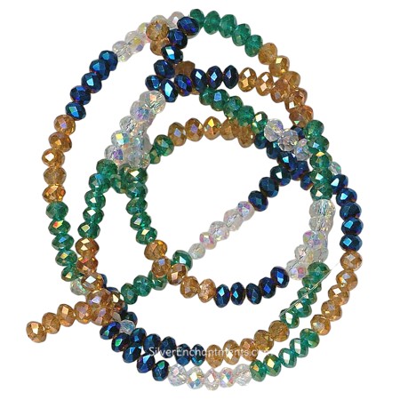 4mm Designer Summer Shades Crystal Rondelle Beads 