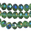 12mm Olivine with Blue AB Crystal Rondelle Beads 