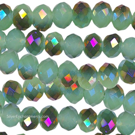 10mm Jade with Violet AB Crystal Rondelle Beads 