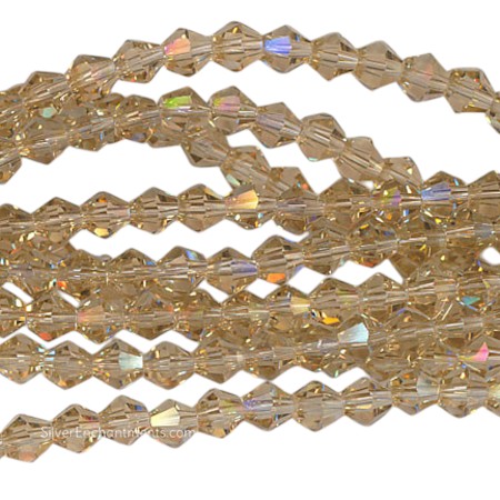 4mm Light Topaz Crystal Bicone Beads 