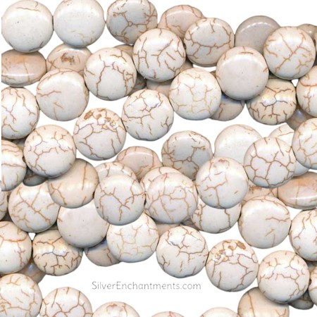 14mm White Turquoise Magnesite Coin Beads  