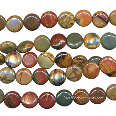 10mm Red Creek Jasper Coin Beads 