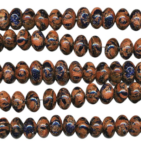 10mm Black Flecked Goldstone Rondelle Beads 