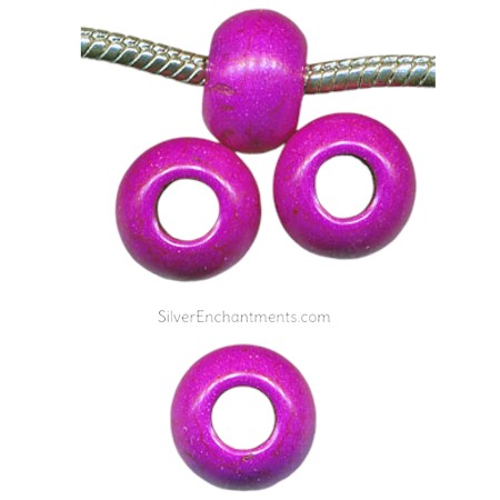 14mm Purple Magnesite Large Hole Beads 