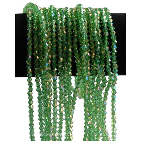  4mm Peridot AB Crystal Bicone Beads 