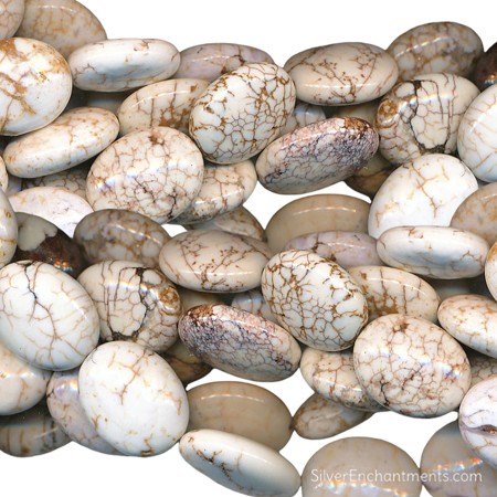 20x15mm White Turquoise Magnesite Oval Beads 