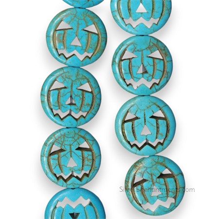 25mm Turquoise Pumpkin Halloween Beads 