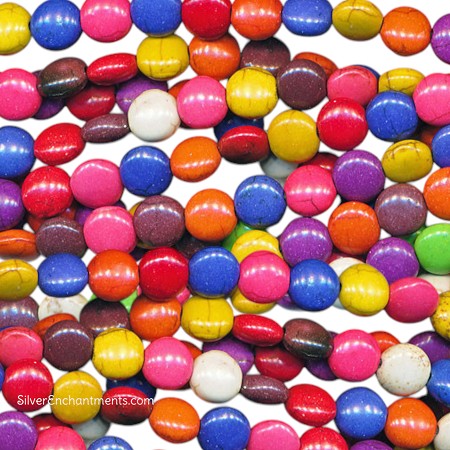 8mm Colorful Magnesite Coin Beads 