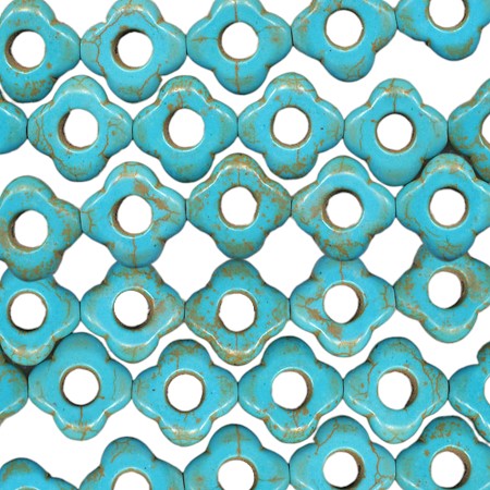 15mm Turquoise Magnesite Flower Beads 