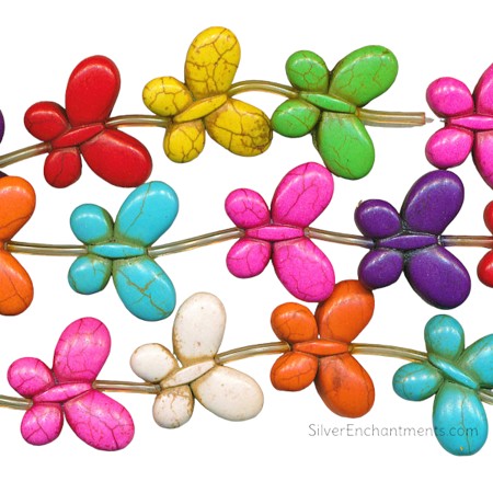 Multicolored Gemstone Butterfly Beads 