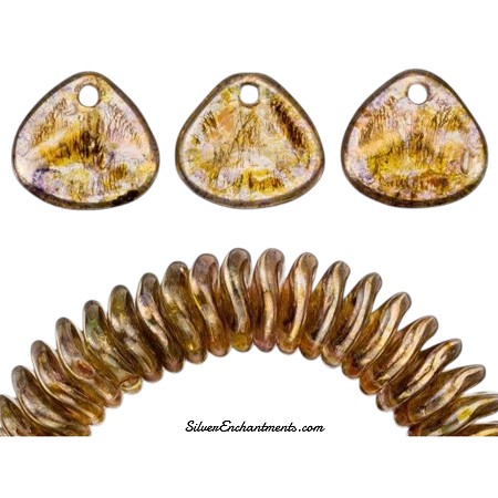 8x7mm Czech Glass Crystal Bronze Picasso Rose Petal Beads 