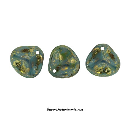 8mm Czech Glass Persian Turquoise Bronze Picasso Rose Petal Beads 