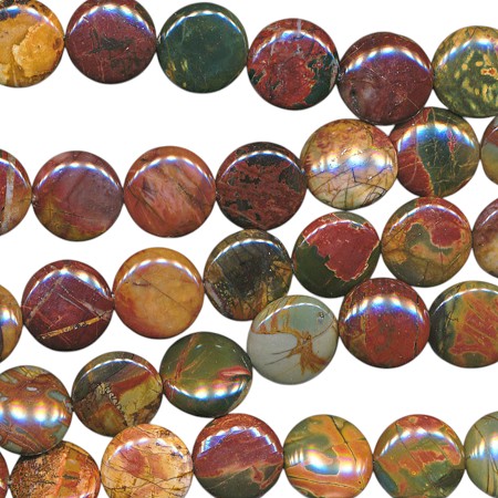16mm Red Creek Jasper Coin Beads  