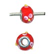 15mm Red Orange with Multicolor Deco Flowers Glass Large Hole Beads 