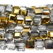 6mm Gold Half Coat Crystal Cube Beads 
