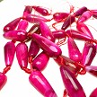 30x13mm Teardrop Magenta Pink Semi-Faceted Agate Beads 