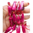 Magenta Semi-faceted Agate Teardrop Beads avg 30x13mm 