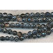 8mm Faceted Round Crackle Black Fire Agate Beads 