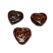Brown Glazed Ceramic Rose Heart Focal Beads 31x35mm with 3mm Hole 