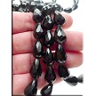 Black 10x15mm Faceted Teardrop Crystal Beads 