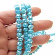 8mm AQUAMARINE AURA Faceted Rondelle Crystal Beads 