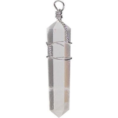 Quartz Crystal Pendant Necklace, Wrapped Crystal Quartz Wand 