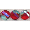 18mm Two Tone Blue Topaz and Red Faceted Coin Crystal Beads 