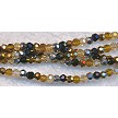 Topaz, Gold, Silver and Hematite 3mm Round Crystal Beads 