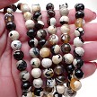 8mm Faceted Round Cream Fire Agate Beads 