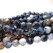 8mm Faceted Round Dragon Vein Agate Beads 