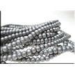 4mm Round Matte Silver Glass Pearls 