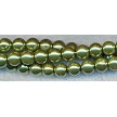 4mm Golden Olive Mint Green Glass Pearls 