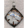 Diamond Flower Lampwork Glass Focal Pendant, White Black 