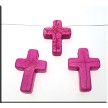 Top Drilled 25mm Pnk Magnesite Cross Beads 