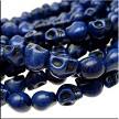 3D Gemstone Skull Beads, Navy Blue 